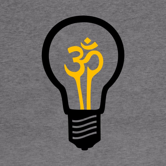 Om Meditation Lightbulb (Black and Yellow) by XOOXOO